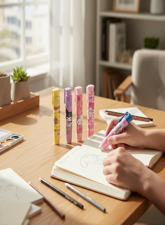 LIGHTER HOUSE ممحاة قابلة للتكديس من لايتر هاوس للأطفال، بتصميم شخصيات كورومي وأصدقائه، هدية مثالية لأعياد الميلاد، عبوة من 6 قطع - Image 3